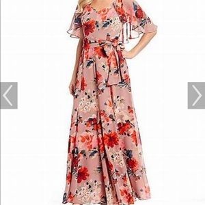 NWT ELIZA J red, pink and purple floral maxi dress